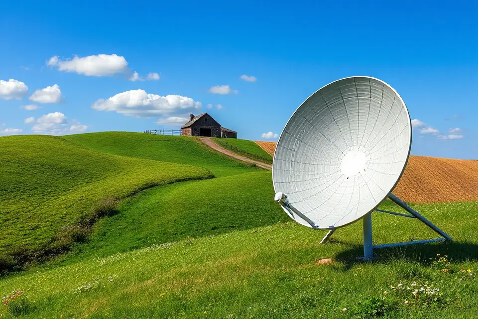 satellite dish rural landscape