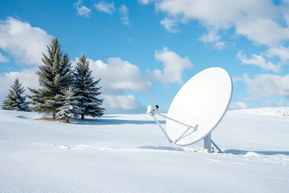 satellite dish snowy landscape