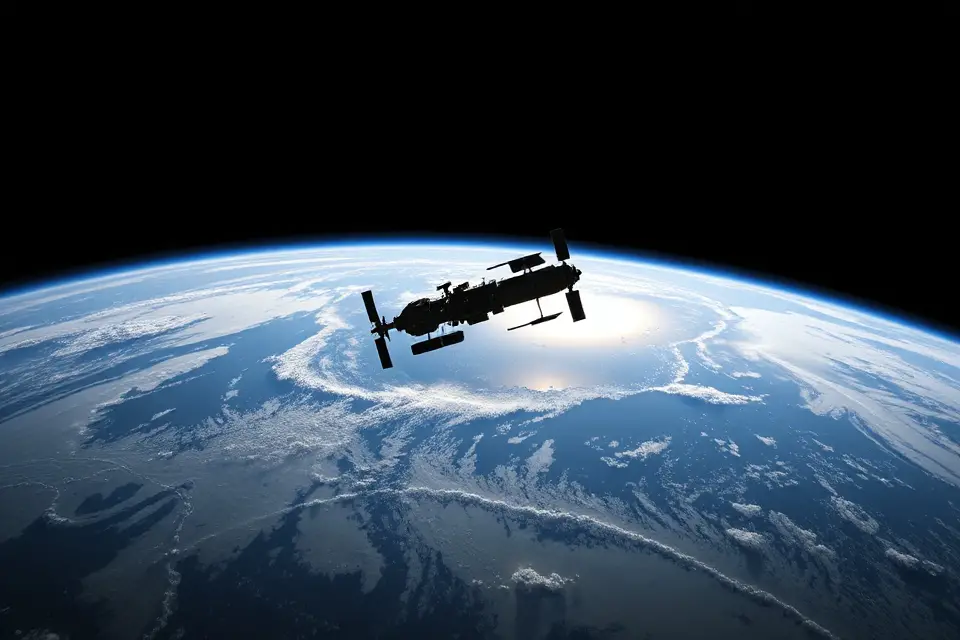 satellite earth s horizon silhouette