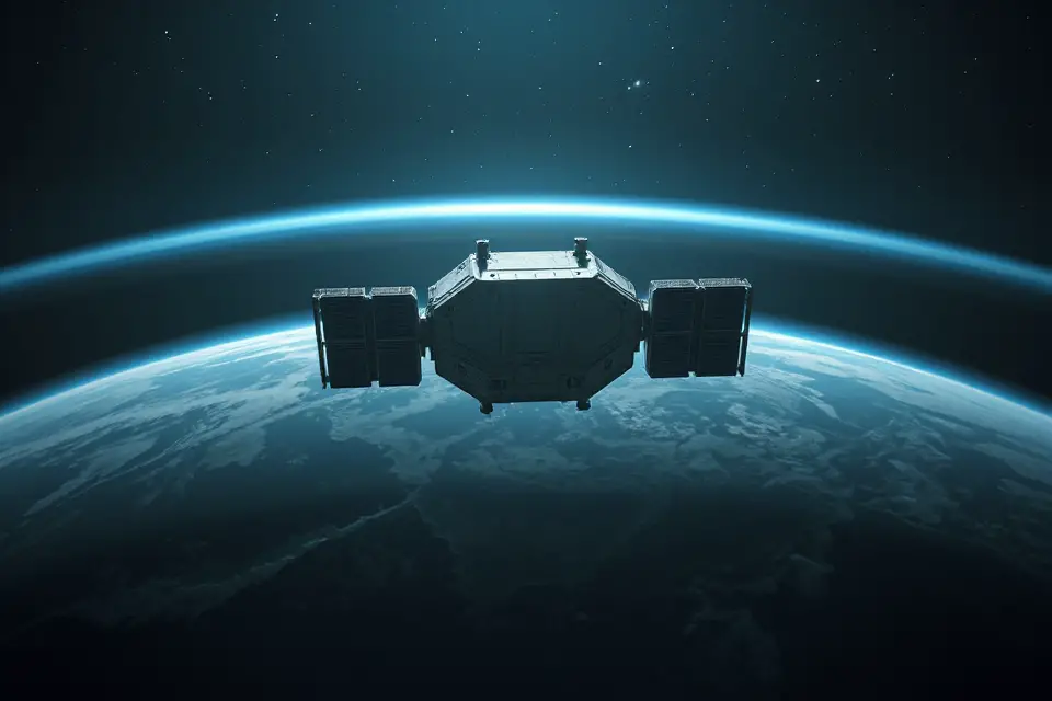 satellite orbiting foreground object