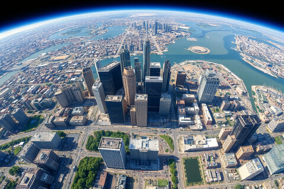 satellite view urban landscapes