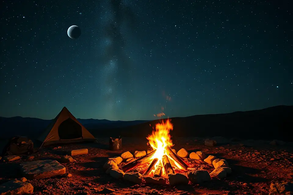 saturn eclipse campfire night