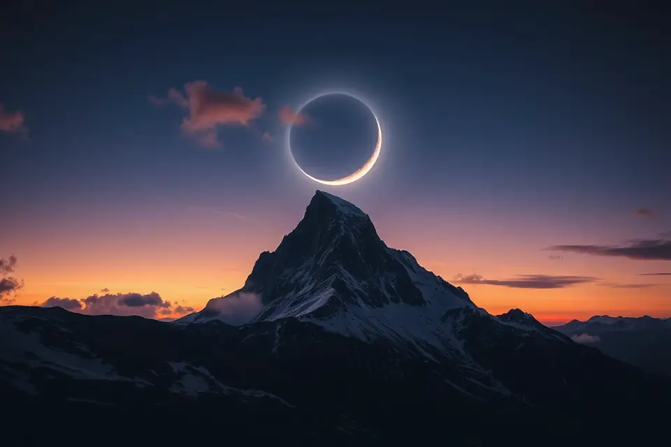 saturn eclipse mountain peak