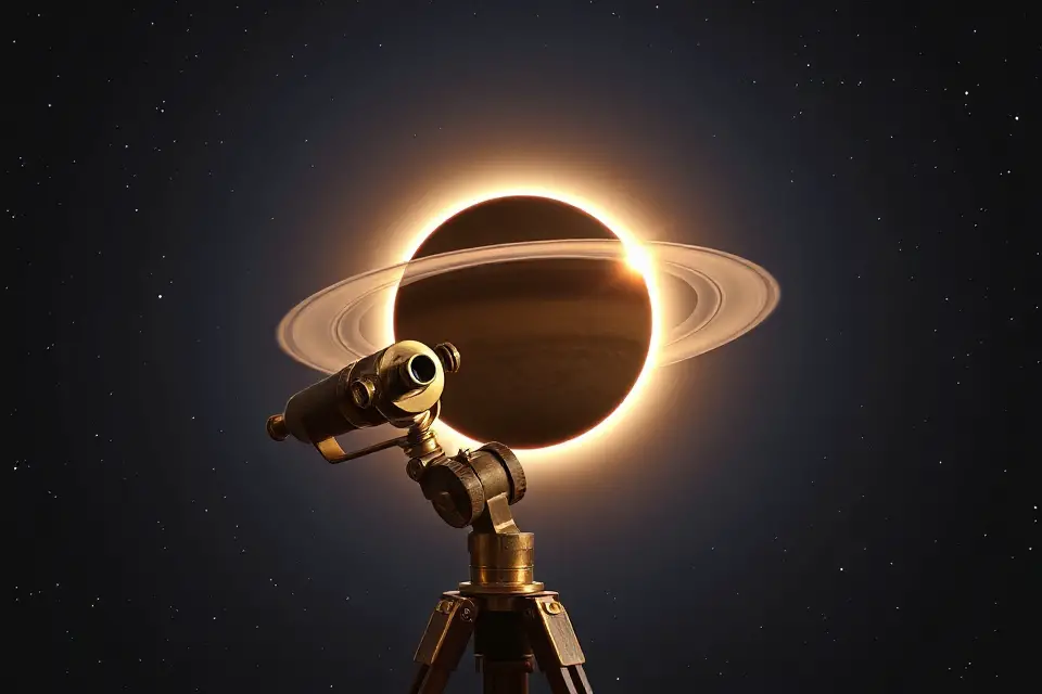 saturn eclipse vintage telescope