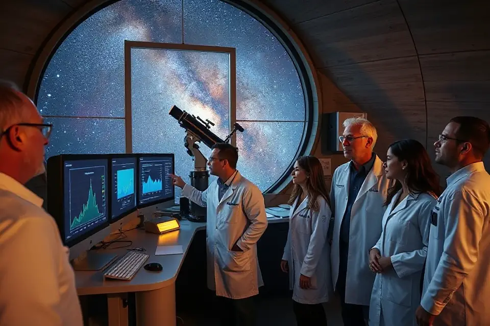 scientists analyzing observatory data