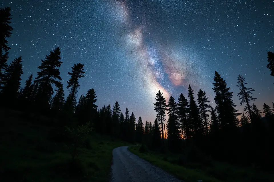 serene hiking trail stars