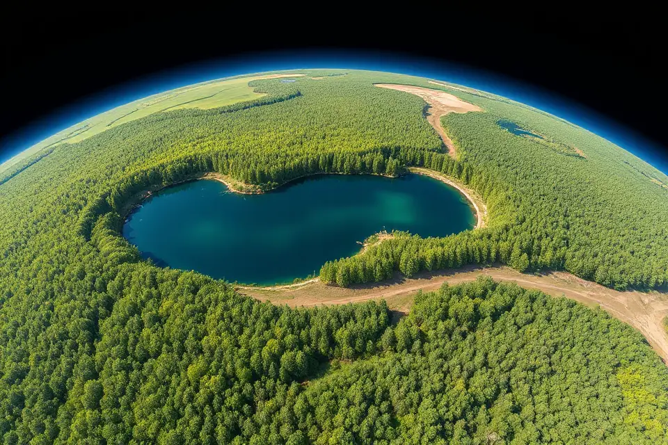 serene lake satellite view