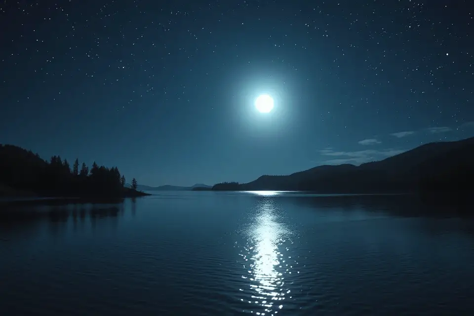 serene lake starry night