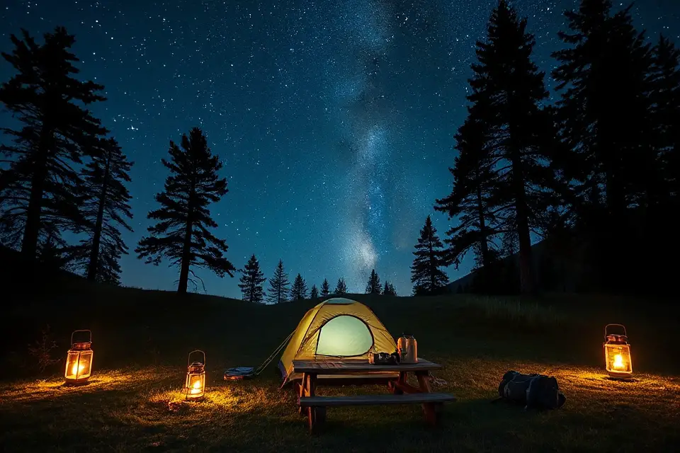 serene night sky camping