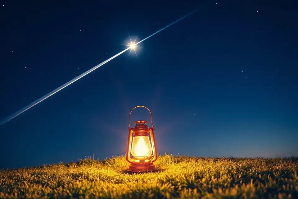 shooting star and lantern