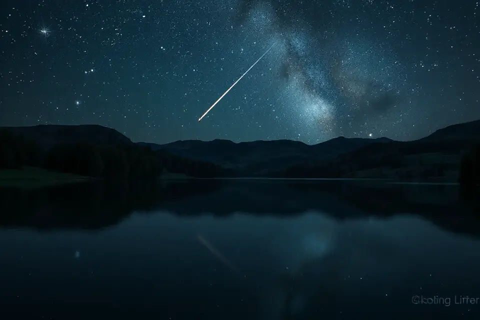 shooting star over lake