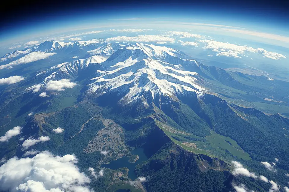 snow capped mountain satellite view