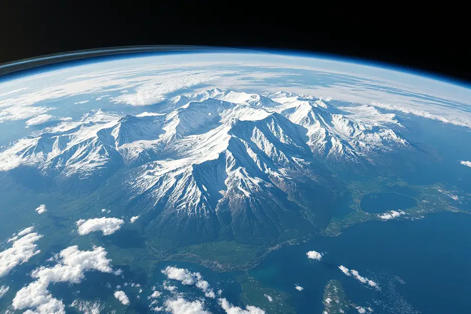 snowy mountains from space