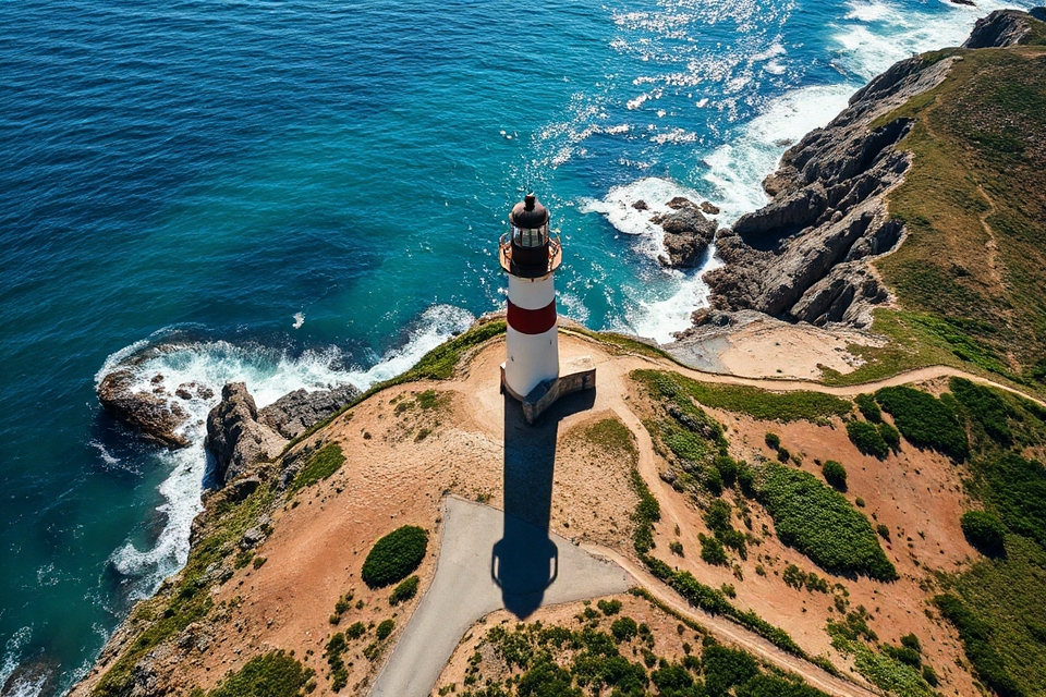 solitary lighthouse coastal view