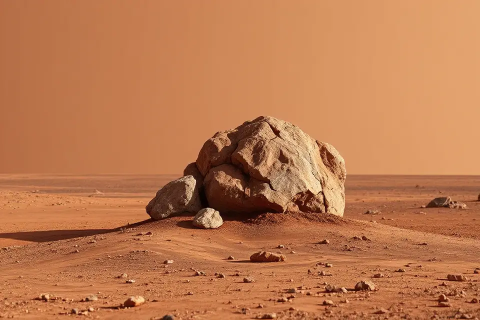 solitary rock on mars