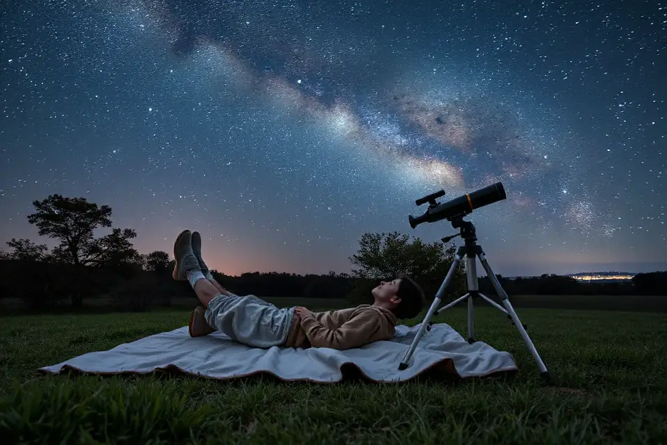stargazing under starry sky