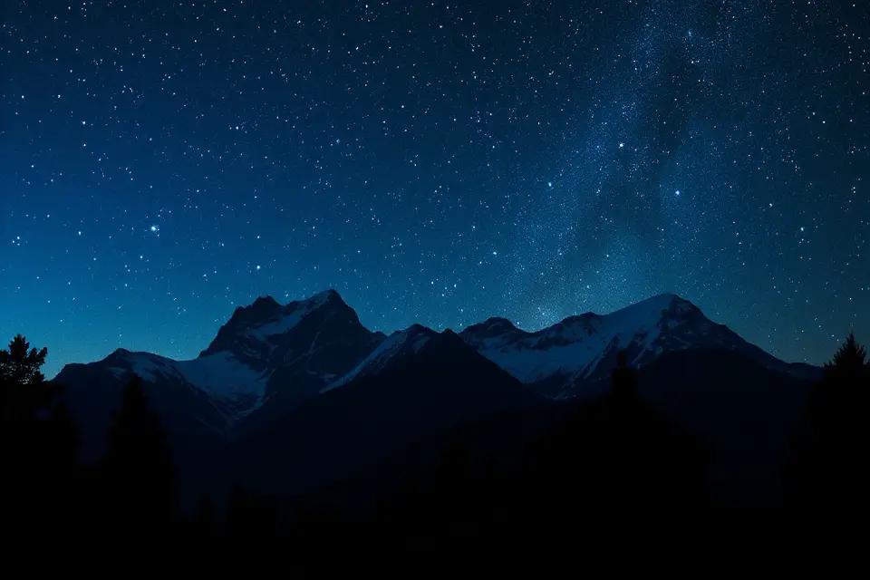 starry cabin mountain silhouette