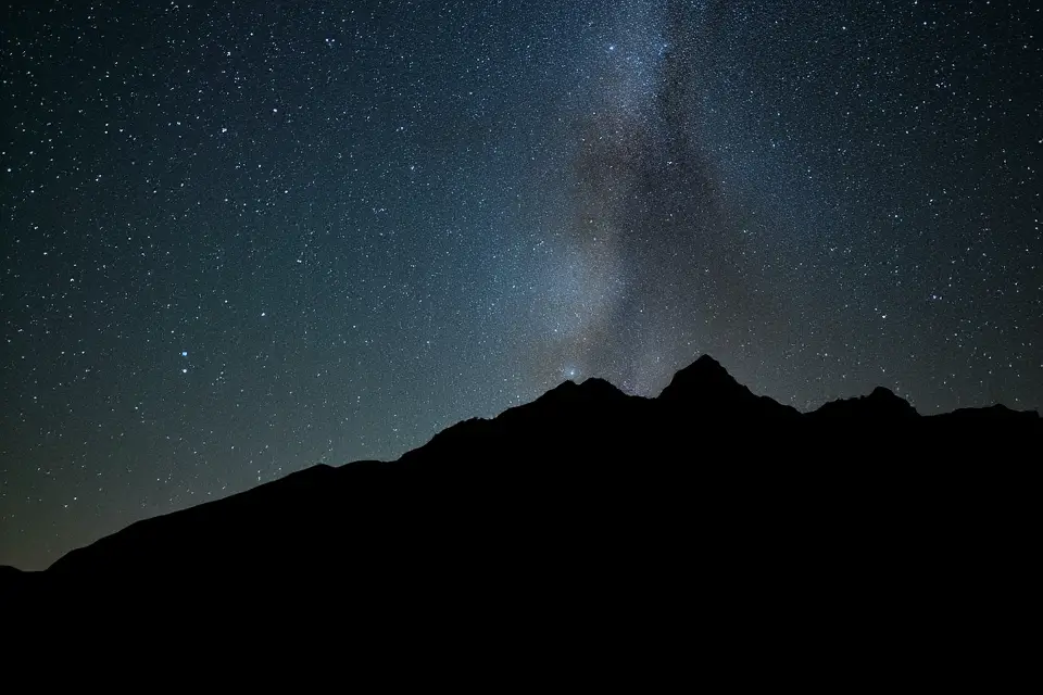 starry mountain silhouette photo