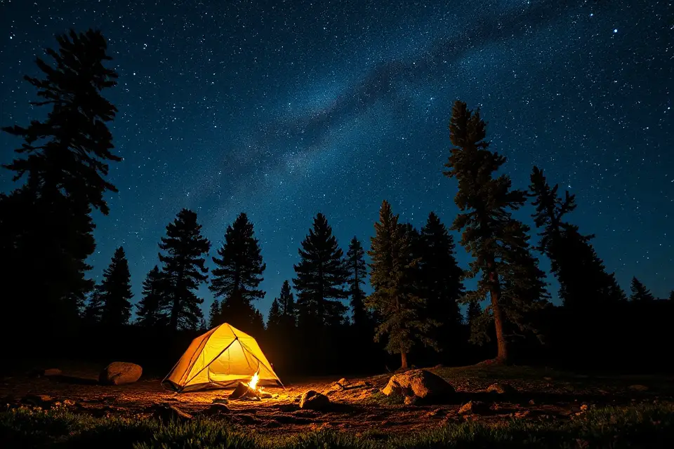 starry night campsite adventure