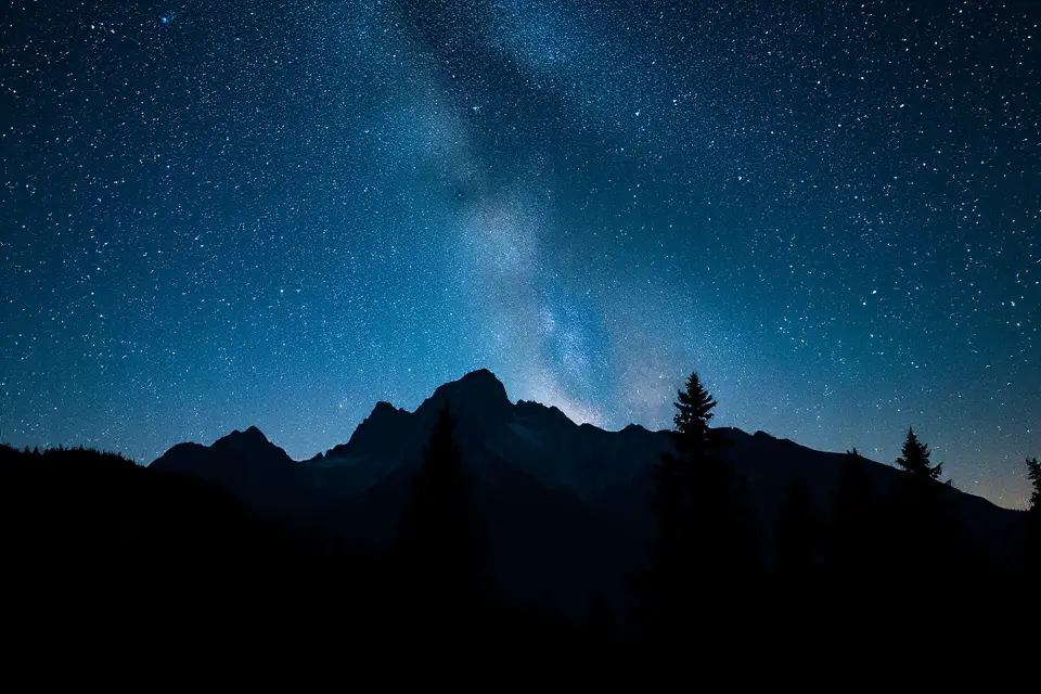 starry sky over mountains