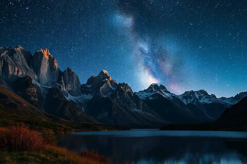 starry sky over mountains