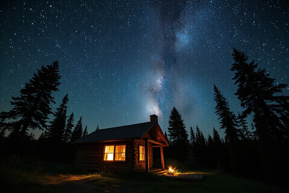 starry sky rustic cabin