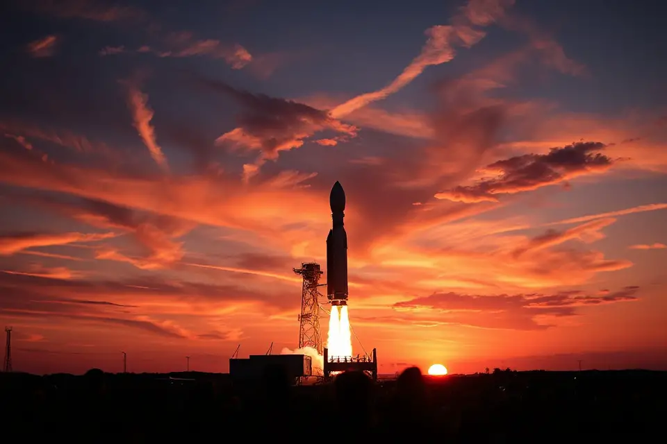 stunning rocket launch silhouette
