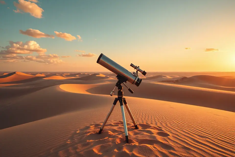 telescope amidst desert dunes
