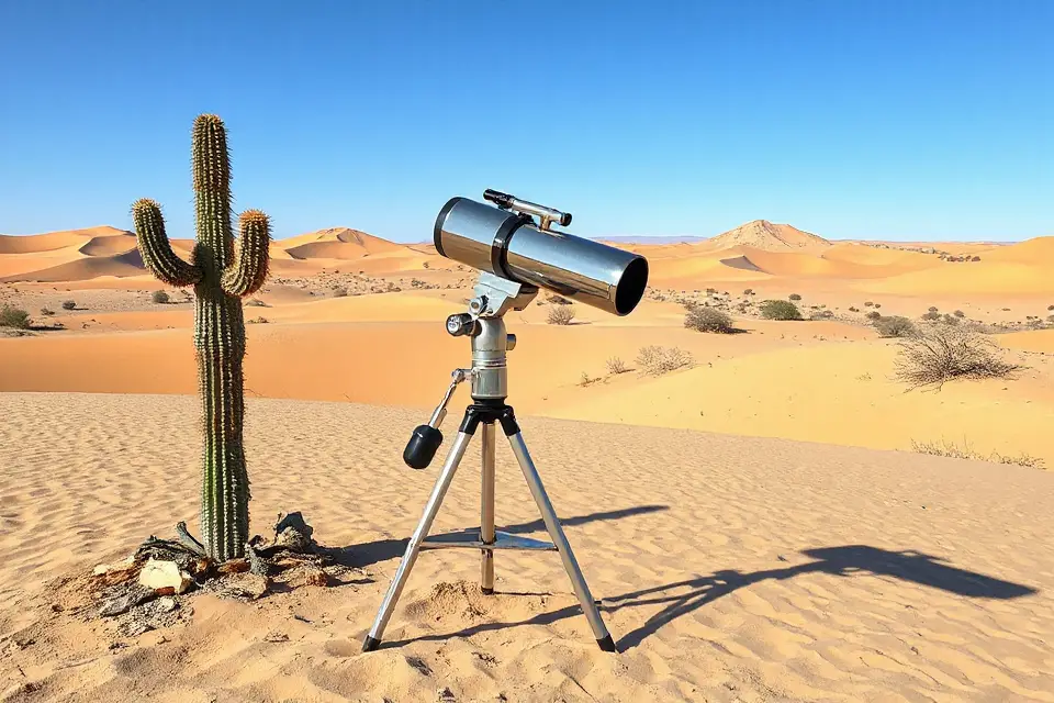 telescope and cactus desert