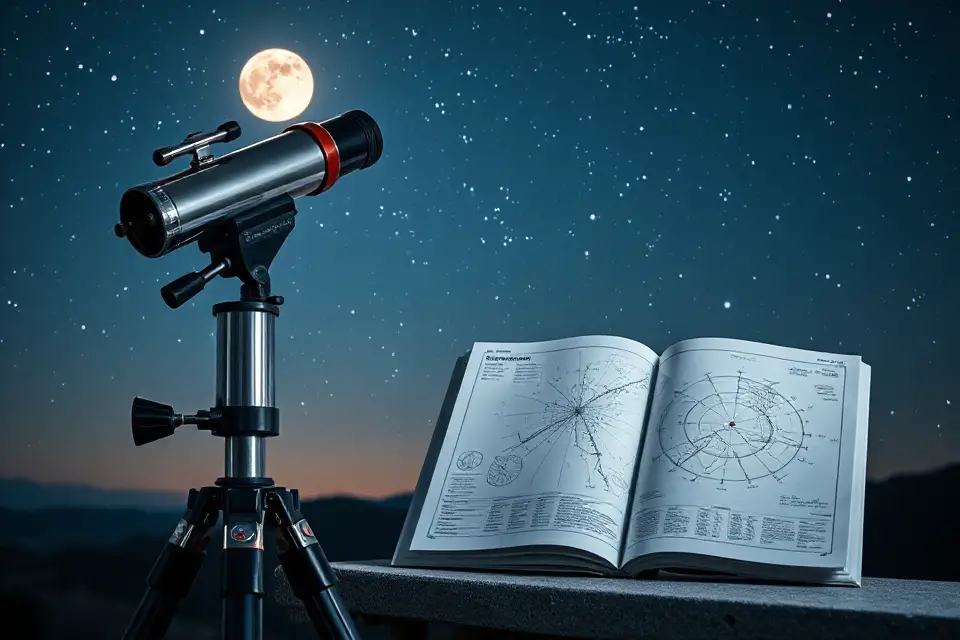telescope and star chart