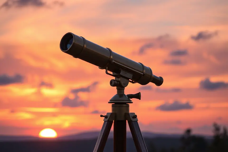 telescope silhouette at sunset