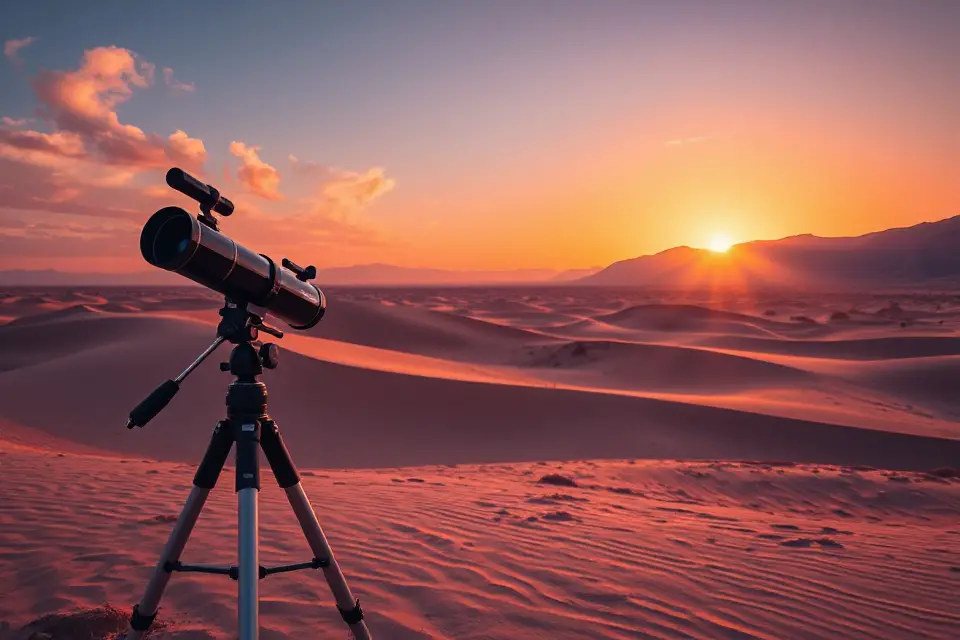 telescope sunset desert shadows