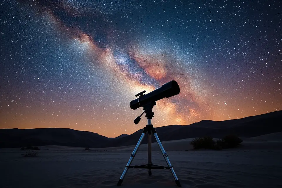 telescope under milky way
