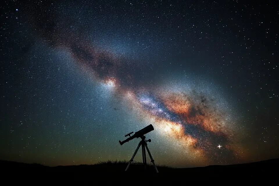 telescope under shooting star