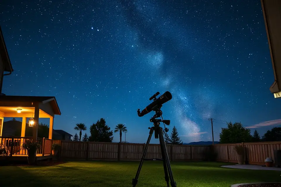 telescope under starry sky