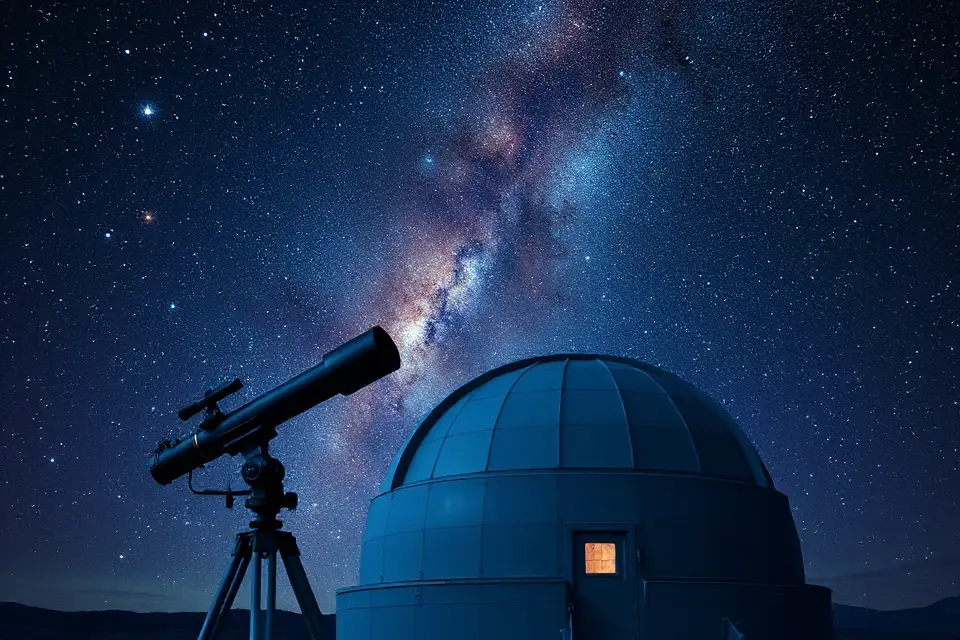 telescope under starry sky