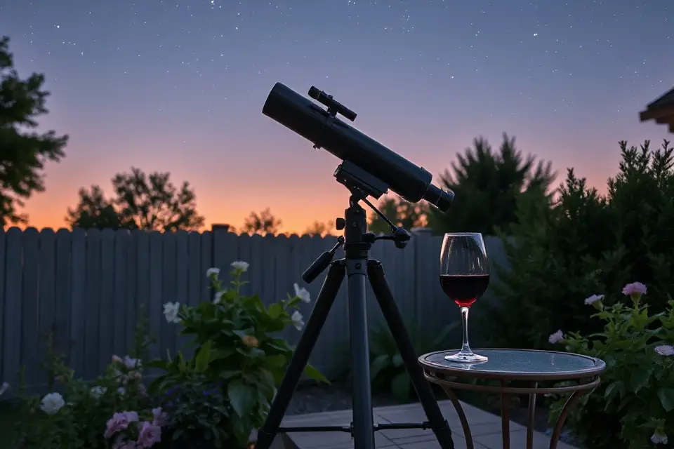 telescope wine stargazing serenity