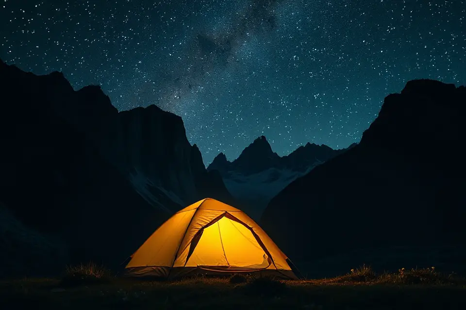 tent under starry sky