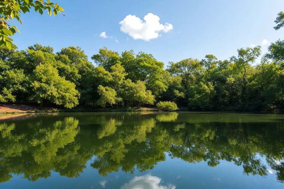 tranquil lake telescopic view