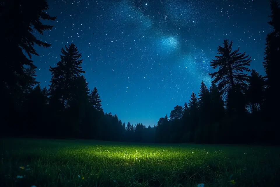 tranquil night sky forest