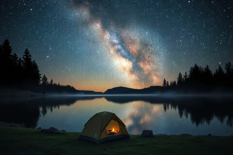 tranquil night sky reflection