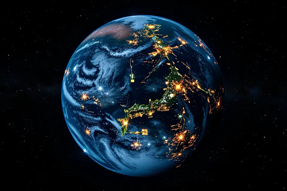 urban night lights from space