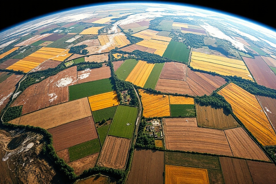 vibrant agricultural field patches