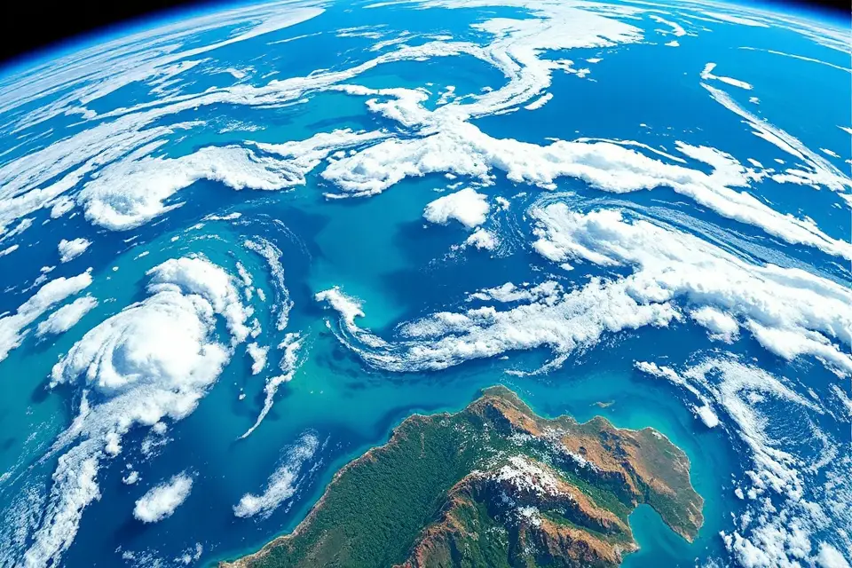 vibrant blue oceans from space