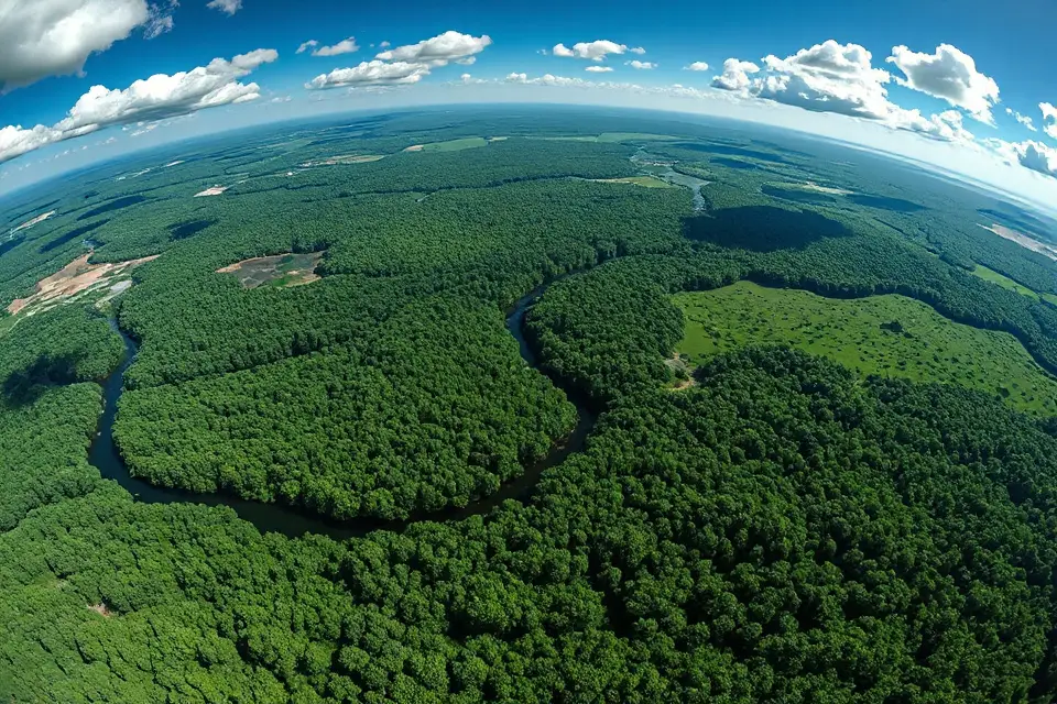 vibrant green forest satellite