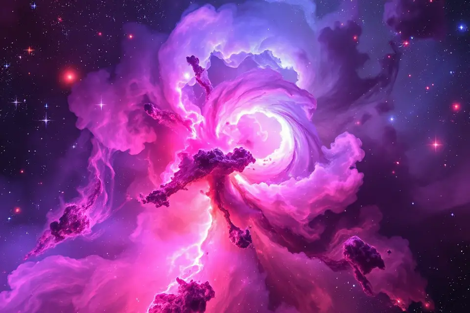 vibrant swirling nebula gases