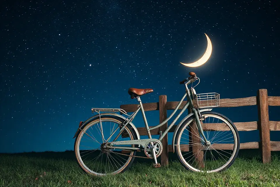 vintage bicycle under stars