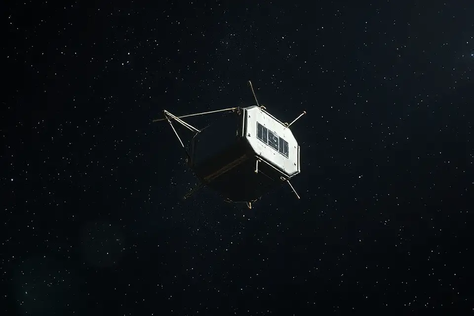 vintage satellite in space