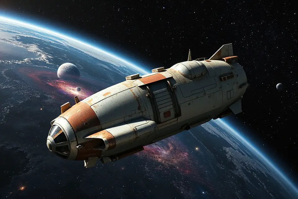vintage space cargo ship