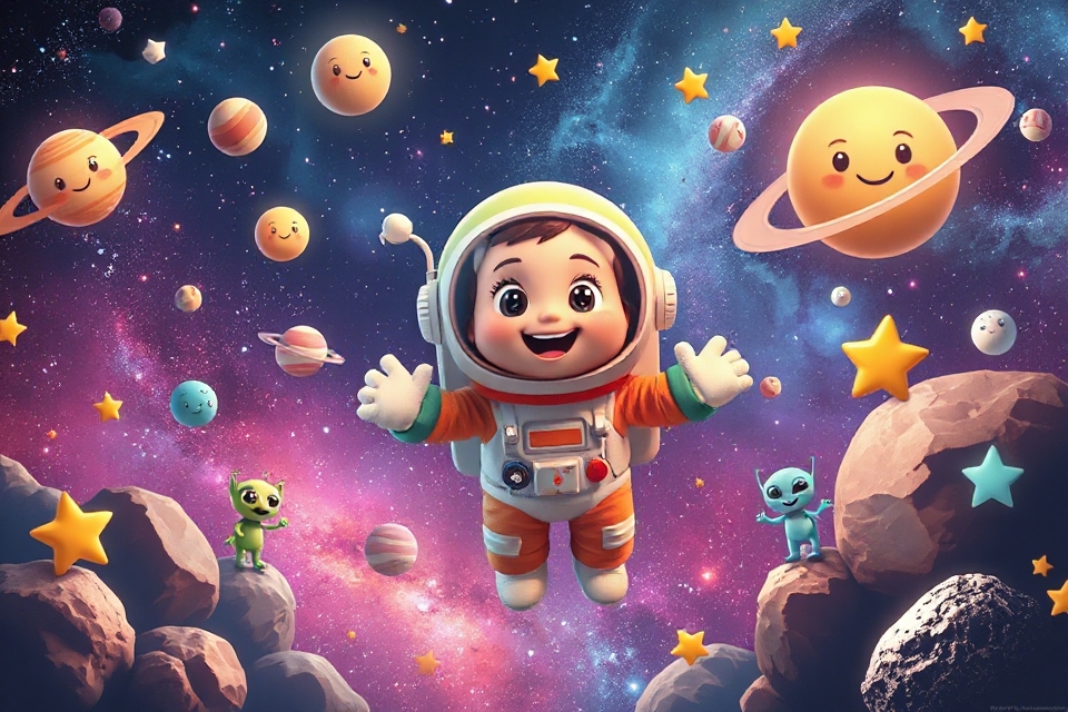 whimsical astronaut in space